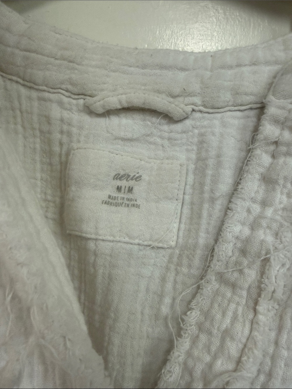 aerie White Boho Button-Front Gauze Long-Sleeve Oversized Tie Cuffs Relaxed M - Picture 4 of 8